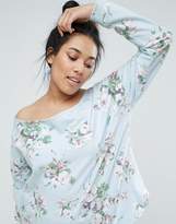 Thumbnail for your product : ASOS Curve CURVE LOUNGE Pretty Floral Off Shoulder Sweat Top