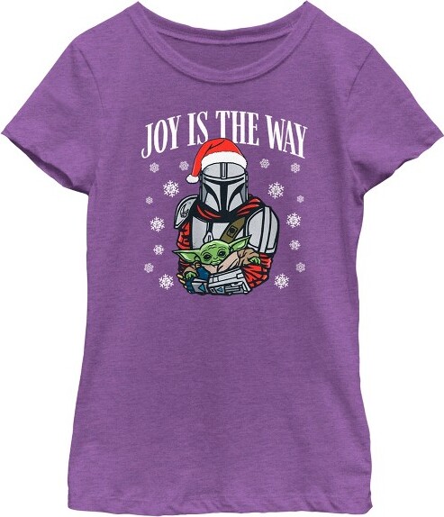 Star Wars Girl\' Star War: The Mandalorian Chritma Grogu and Din Djarin Joy  i the Way T-Shirt - Purple Berry - Medium - ShopStyle