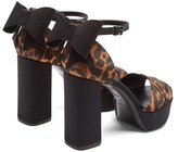 Thumbnail for your product : Fabrizio Viti - Gabor Leopard-print Bow Satin Platform Sandals - Leopard