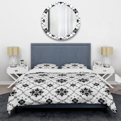 Design Art Black White Quatrefoil III - Modern Duvet Cover Set
