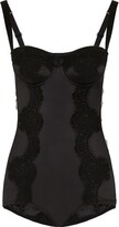 Thumbnail for your product : Dolce & Gabbana Silk balconette-bra bodysuit with lace detailing