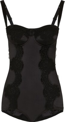 Dolce & Gabbana Silk balconette-bra bodysuit with lace detailing