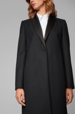 HUGO BOSS Tuxedo-style coat in Italian virgin-wool twill
