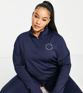 Thumbnail for your product : Pink Soda Sports Plus 1/4 zip polyester long sleeve top in navy - NAVY