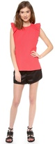 Thumbnail for your product : Halston Ruffle Cap Sleeve Top