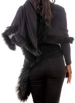 Thumbnail for your product : Black Fur Trimmed Cashmere Ring Shawl