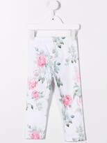 Thumbnail for your product : MonnaLisa Floral-Print Cotton Leggings