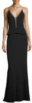 Narciso Rodriguez Sleeveless Sheer-Trim Peplum Gown, Black