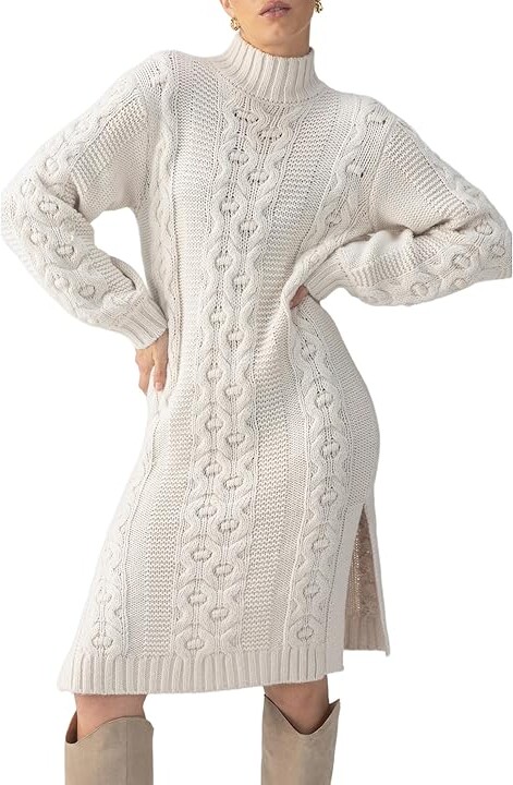 Sanctuary Cable Sweater Dress Women's Dress Chalk : MD (US 8), Acrylic/Nylon/Polyester