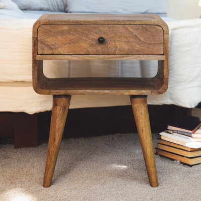 Artisan Furniture Avora Oak-ish Nightstand With Drawer And Open Slot