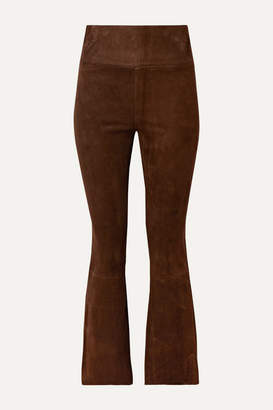 Sprwmn Cropped Suede Flared Pants - Chocolate