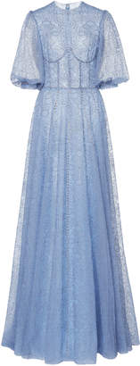 Costarellos Swarovski Crystal-Embellished Tulle Dress