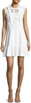Thumbnail for your product : RED Valentino Sleeveless Crochet Cotton Dress w/ Embroidered Flowers, White