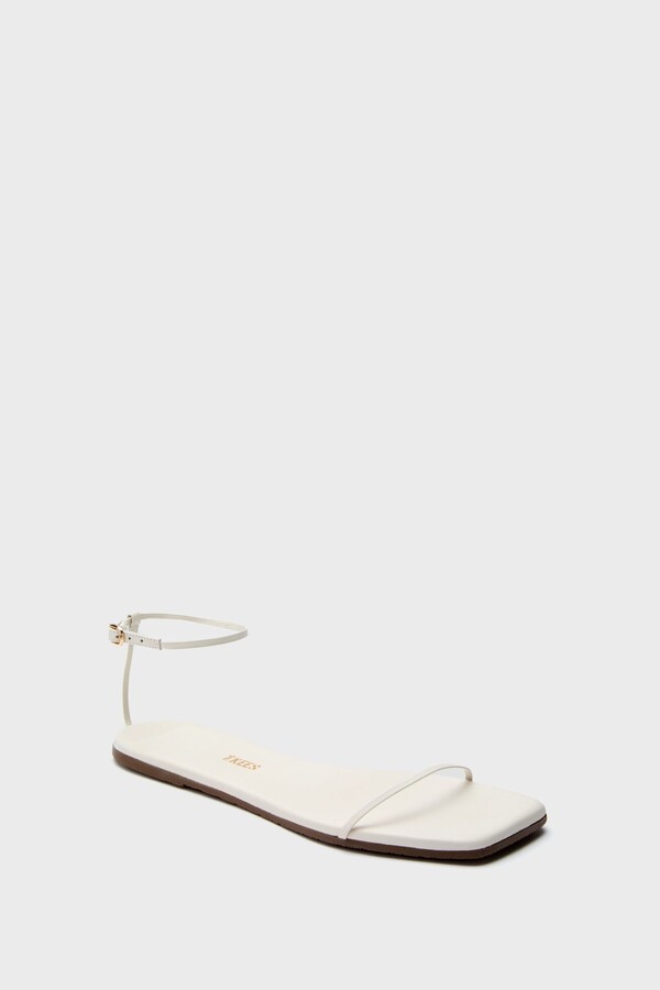 TKEES Cream Square Toe Twiggy Sandals