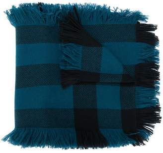 Burberry Fringed Check Wool Scarf