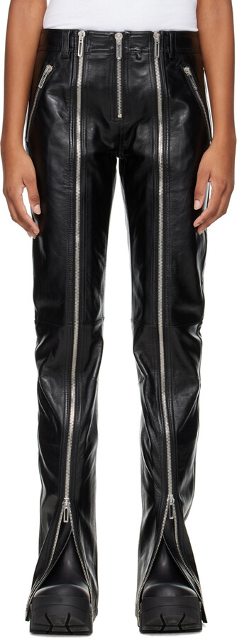 Front Zip Leather Pants