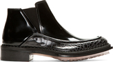 Thumbnail for your product : McQ Black Patent & Python Print Chelsea Boots