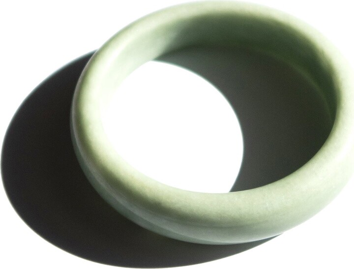 Seree White / Green Tennis Opaque Green Jade Bangle