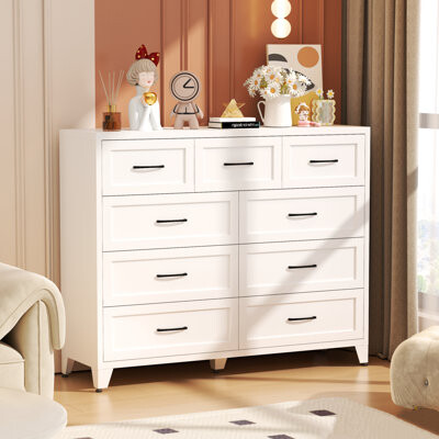 Latitude Run 9 Drawers Dresser for BedroomMetal Chest of Drawers with Deep Drawers
