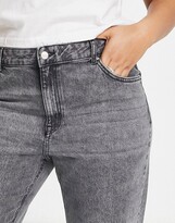 Thumbnail for your product : Only Curve high waisted straight leg jeans with split hem in gray acid wash
