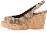 Thumbnail for your product : Stuart Weitzman Jean Suede Jute Wedge, Tan Camo