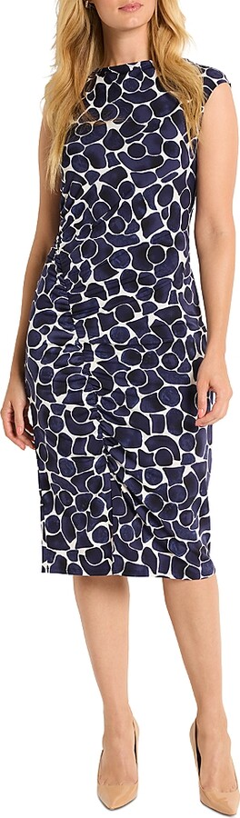 Nic+Zoe Geo Pebble Side Ruched Dress