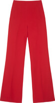 Wide Leg Silk Wool Trouser Red 