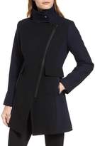 Thumbnail for your product : Trina Turk Eleanor Leather Trim Wool Blend Coat