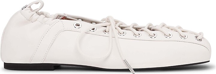 Ganni Women's Eyelet Lace Up Ballet Flats