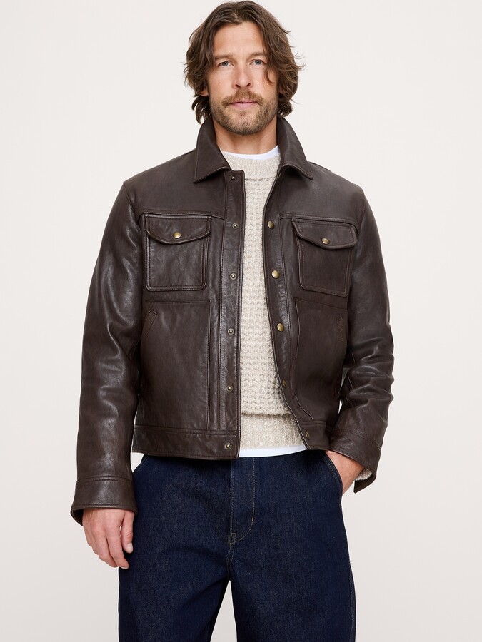 Banana Republic Leather Trucker Jacket