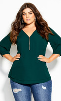 Thumbnail for your product : City Chic Sexy Fling Elbow Sleeve Top - sea green