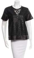 Thumbnail for your product : Reed Krakoff Leather-Trimmed Lace Top