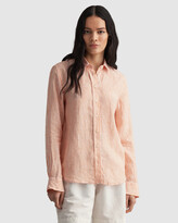 Thumbnail for your product : Gant Women's Orange Long Sleeve Shirts - Stripe Linen Chambray Shirt - Size One Size, 38 at The Iconic