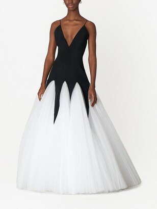 Carolina Herrera Cut-Out Tulle-Layered Gown