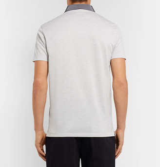 Lanvin Slim-Fit Satin-Trimmed Striped Cotton-Pique Polo Shirt