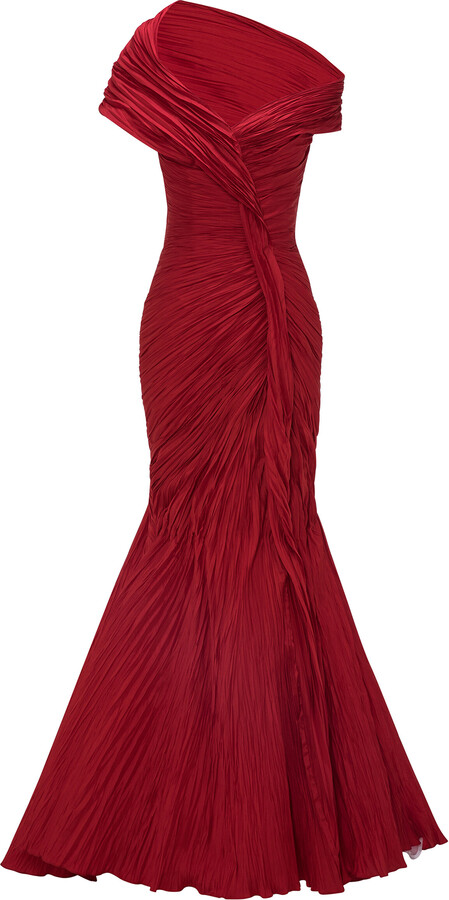 Marmar Halim Ruched Taffeta Mermaid Gown