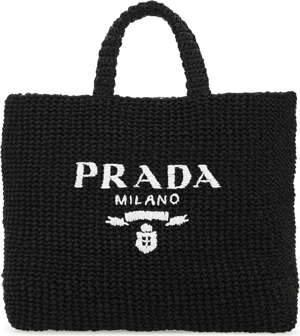 Prada Sequinned logo-print Mesh Tote Bag - Black