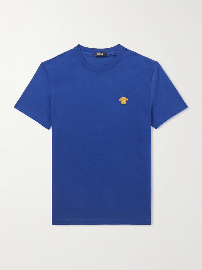 Versace Logo-Embroidered Cotton-Jersey T-Shirt
