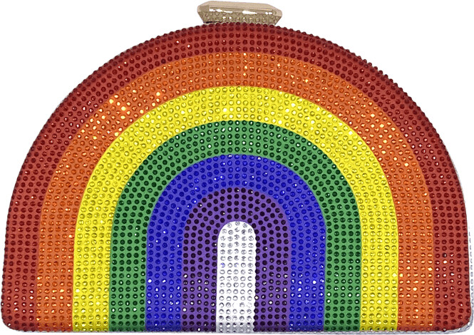 Loubitwist Small Rainbow Strass Clutch Bag
