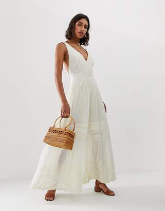 Free People Paloma wide leg embroidered jumpsuit-White