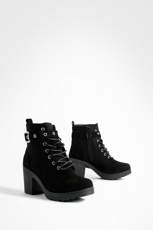 women's lace up buckle boots