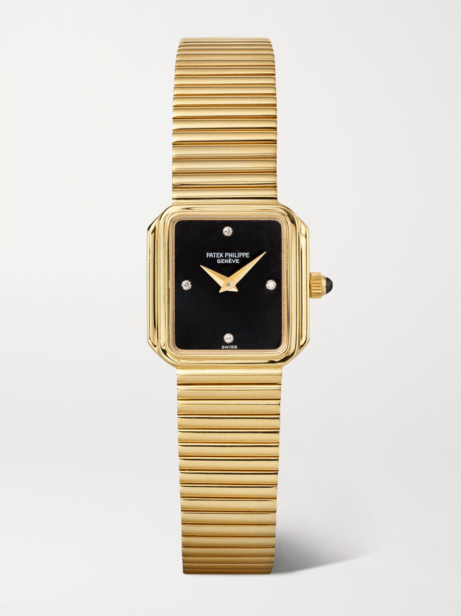 Stephanie Windsor + Patek Philippe Vintage 1980s Gondolo 22mm Automatic 18-karat Gold, Onyx And Diamond Watch, Ref. No. 4429/001 (fits Up To 6" Wrist) - One size