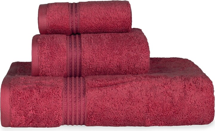 BATH + HAND TOWEL SET OF 4 IN RED OCHRE STRIPE – House of Nunu