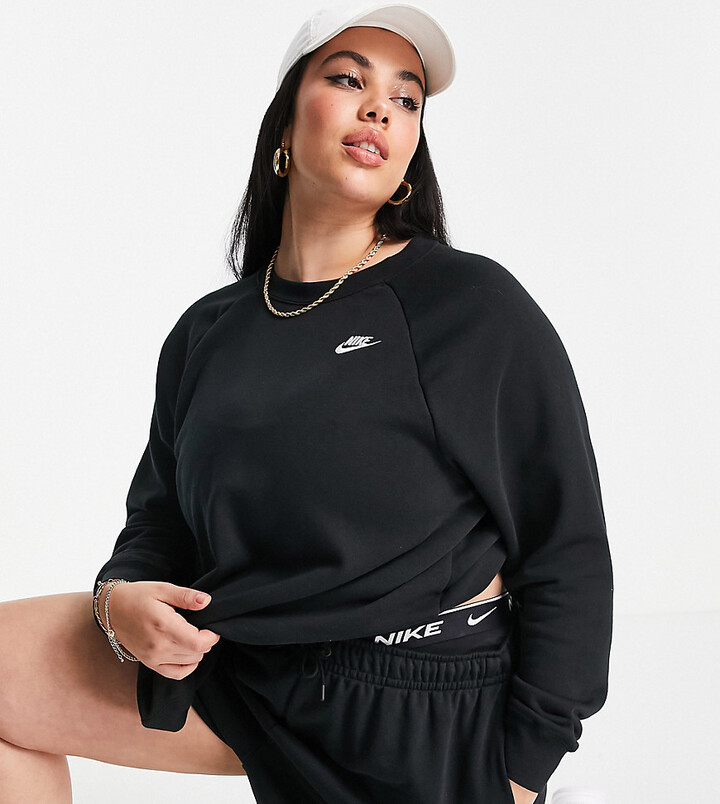 Nike Plus Size essential sweatshirt crew neck in black - ShopStyle
