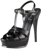 Thumbnail for your product : Saint Laurent Tribute Patent 135mm Platform Sandal, Black