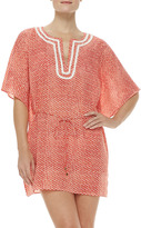 Thumbnail for your product : Tory Burch Savu Floral-Print Short-Sleeve Tunic Coverup