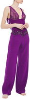 Thumbnail for your product : La Perla Lace-paneled Stretch-silk Crepe Pajama Top