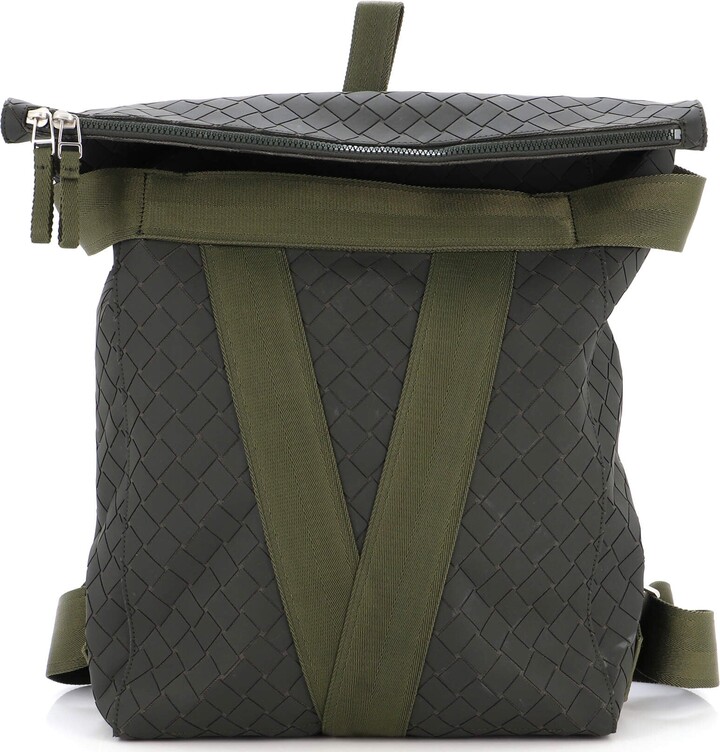 Bottega Veneta Classic Intrecciato Backpack in Black & Silver