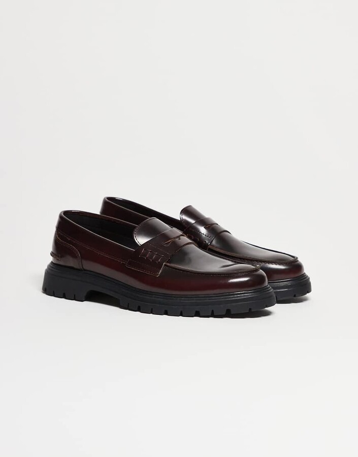 Noak made in Portugal penny loafers in burgundy leather