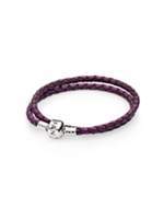 Thumbnail for your product : Pandora Purple Double Woven Leather Bracelet